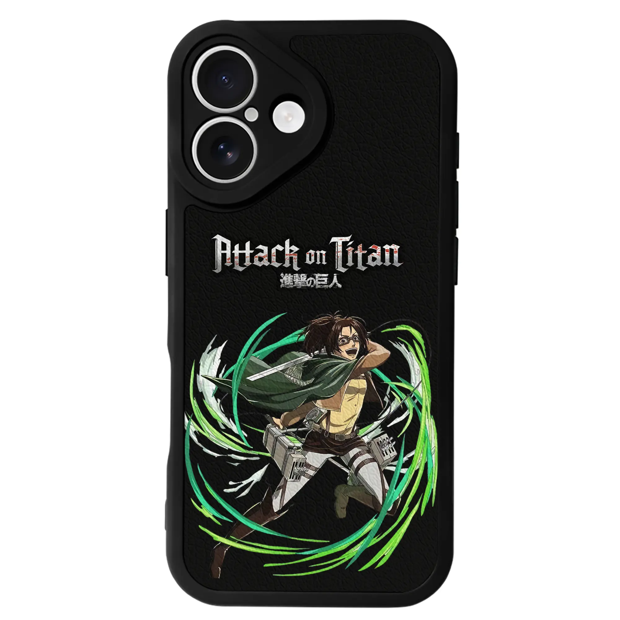 進撃の巨人 グッズ ハンジ・ゾエ - IPhone 16シリーズ対応 ・ シリコンスマホケース ・ レザー調 ・ 高精度フィット ・ 耐衝撃 ・ ワイヤレス充電対応 ・ 精密カット